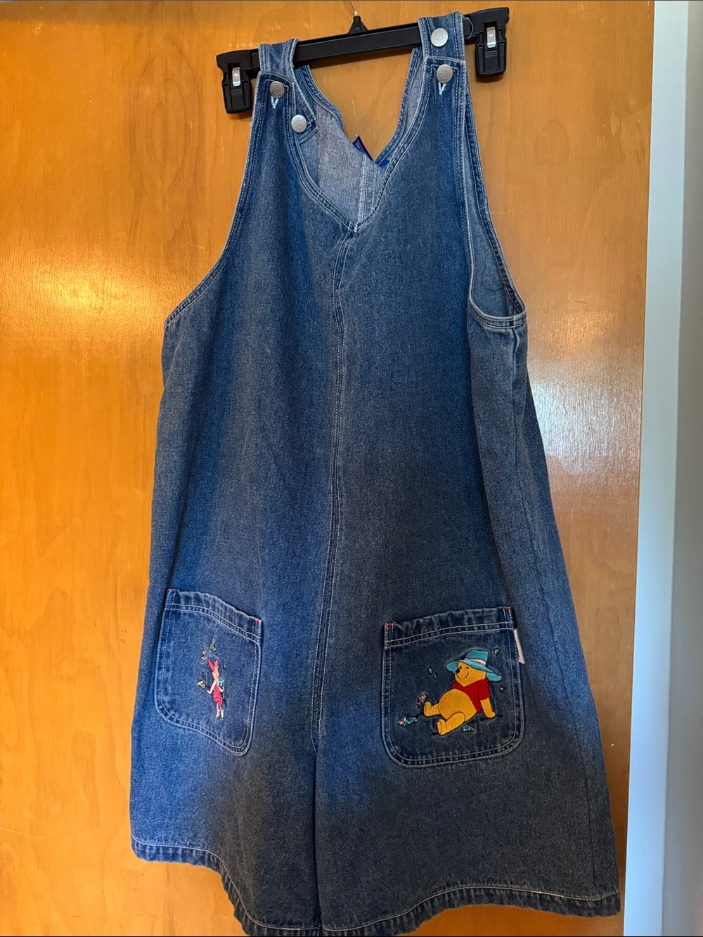 Disney Dark Blue Denim Overall Dress with Winnie the Pooh Pockets